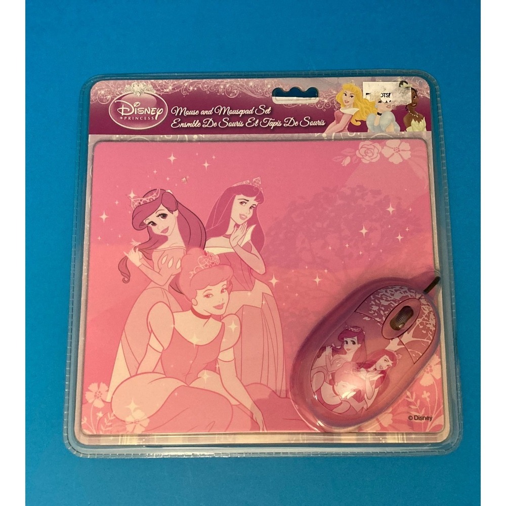 NIB Vintage Disney Princess Optical Mouse & Mousepad Set • Sakar 82105 • Y2K